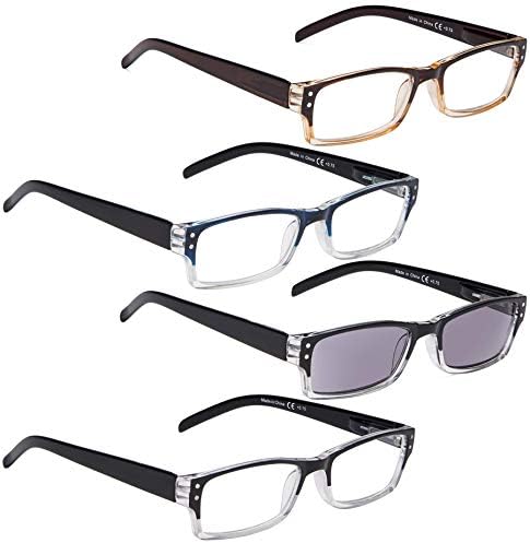 Lur 3 pacotes de óculos de leitura de metal de meio aro + 4 pacotes de óculos de leitura clássicos