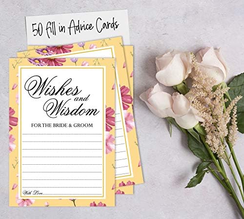 Pacote InkDotpot de 50 cartões de conselho floral, desejos e sabedoria para a noiva e noivo, Wedding Mad Libs Game