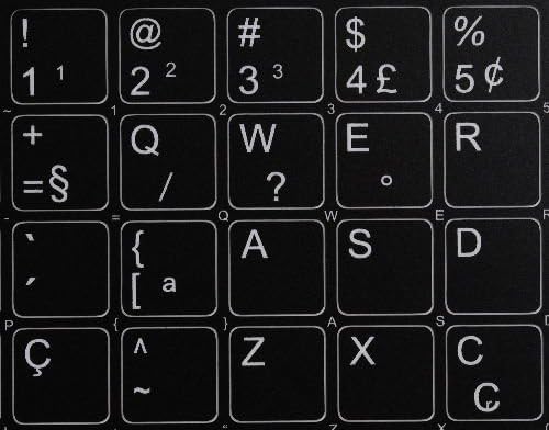 Etiquetas de teclado preto não transparentes em português para desktop, laptop e caderno