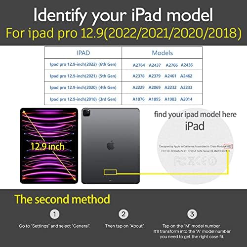 Gexmil Novo iPad Pro 12.9 No caso 2022/2021 polegada, iPad Pro 12.9 de couro genuíno, capa, feita de couro de couro real