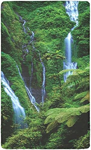 Folha de berço com tema da paisagem, lençóis de cama de colchão de berço padrão, lençóis de cama macios e respiráveis ​​-