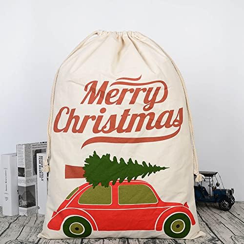 Yiisu Christmas Bag Santa Sack Gift Grandes com o presente de decoração de cordão GK4