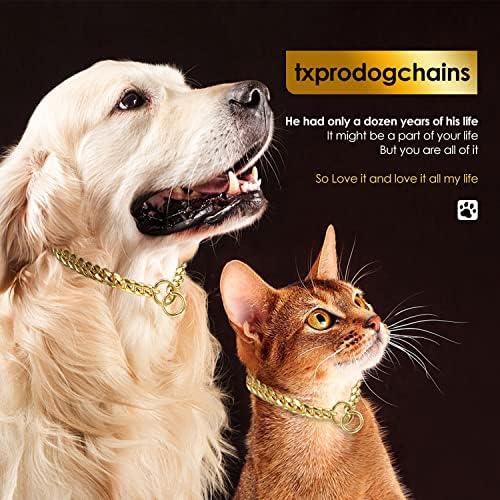 TXProdogChains 18K Chain Gold Chain Collar 10mm Chain Chain Link Chain Links de metal aço inoxidável Colar de treinamento para cães médios pequenos 10in a 24 polegadas, 18k Gold)