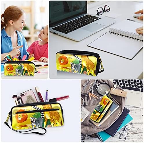 Caixa de lápis tfcocft, bolsa de lápis, bolsa de lápis, bolsa de lápis pequena, padrão de girafa de girafa de macaco