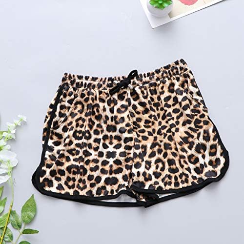 TendyCoCo Women Leopard Beach Shorts Casual Casual Pants para executar fitness