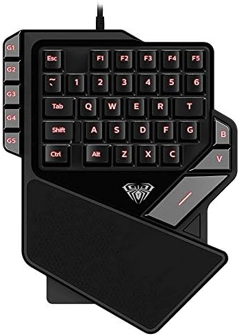 Teclado de jogo ZXJ, teclado de mão única ergonomia 35 teclas RGB LED Backlight Mini portátil com o punho de gole -gaming Keypad