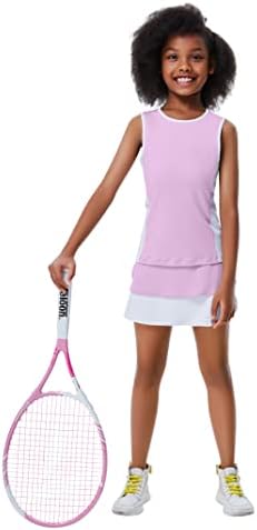 LionJie Kids Girls Tennis Golf Roupet Skorts Skorts Skirts Athletic Sets com shorts Pockets 3-12y