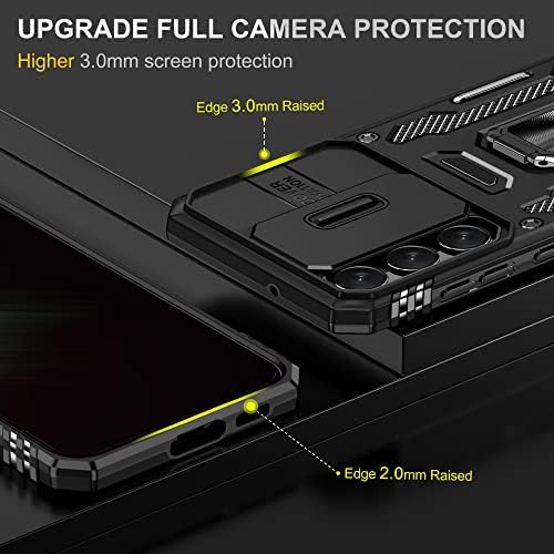 AIKCKS para Samsung Galaxy S23+ Plus Caso - S23 mais caixa à prova de choque 5g - Tampa de lente de câmera deslizante de escorregamento