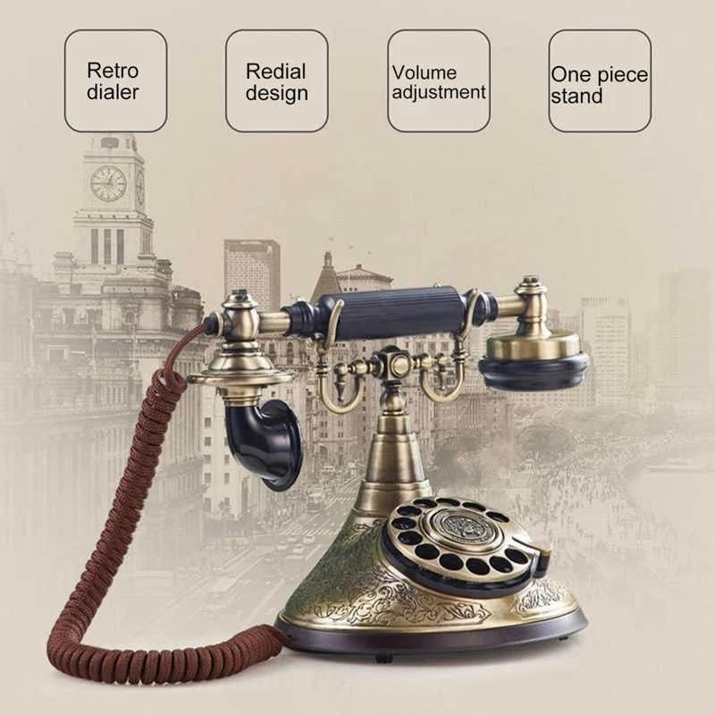 ZLXDP Vintage Telefone rotativo Discando cordas antiquadas com ajuste de volume de volume de toque de aparelho para o quarto
