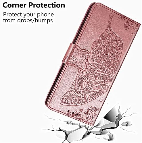 ROPIGO PARA SAMSUNG Galaxy S21 Fe 5G Caixa da carteira, couro PU premium de borboleta em relevo [Kickstand] [slots de cartão]