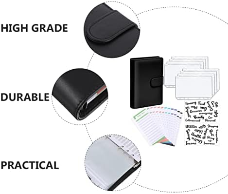 NUOBESTION 1 SACOS DE CASE Planejador Escola Journal Journal Creative Recarregável Acessórios Supplies Um Kit Decorativo de Organizador de Escritório de Despesas Removível Pocket Pocket Black Budget Notebook