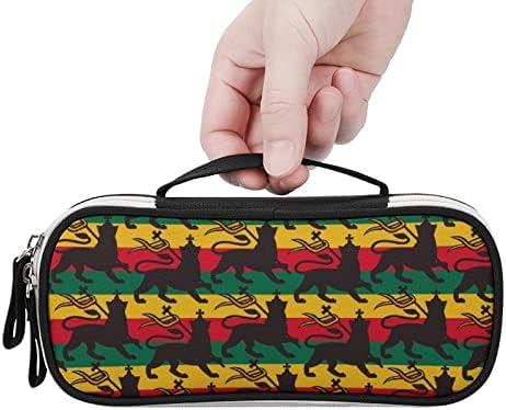 Bandeira Rastafarian com Lion High Capacity Pen Case portátil Transporte Bolsa de armazenamento de caneta de maquiagem com fechamento do zíper