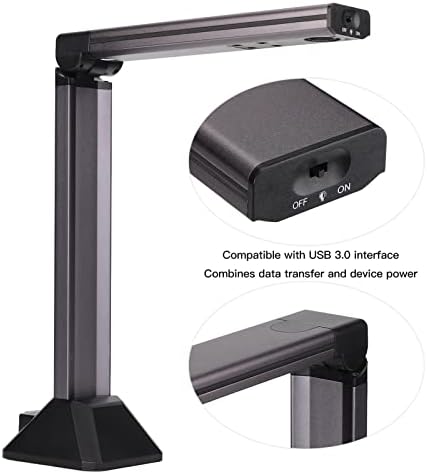 Câmera de documentos, scanner de livros Scanner Overhead Scanner HD OCR USB Doc Doc Doc Cam, 5MP A4 Usb alimentado por LED Light portátil Document Camera Scanner
