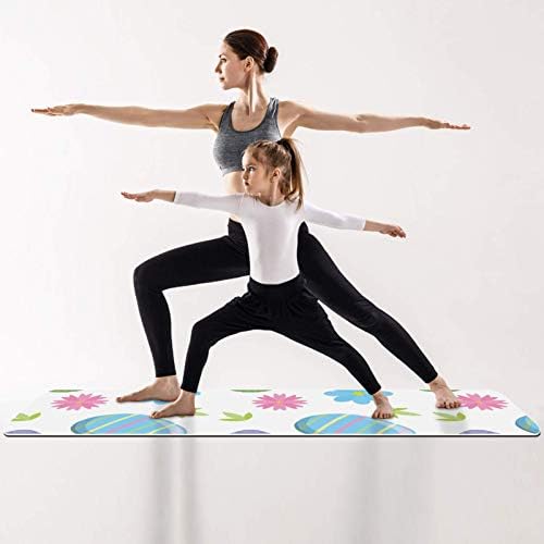 UNICEY GRESSO EXERCÊNCIO NÃO DESLIGADO E FAPNESS 1/4 tapete de ioga com listras ovos estampa de flor de Páscoa para ioga pilates e exercício de fitness de piso