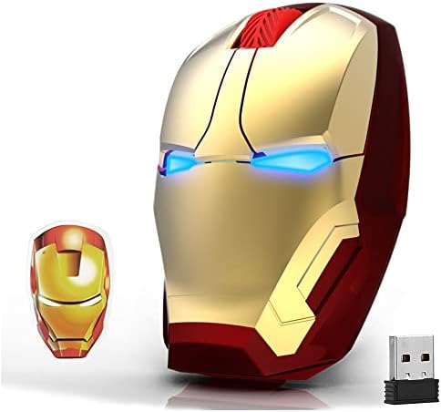 Iron Man Mouse sem fio 2.4g portátil computador móvel clique em mouse silencioso rato óptico com receptor USB para
