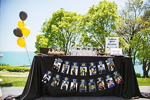3PCS Decorações de graduação Classe de 2023 Banner de fotos de festas - Parabéns graduados que estamos muito orgulhosos de