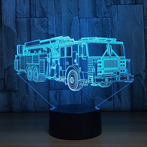 3D Motor de incêndio carro Night Night Table Lamp Decor Decor de mesa Lâmpadas de ilusão óptica 7 Luzes de alteração