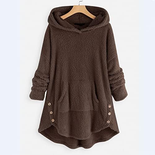 Suéter de malha feminina Autumn e inverno Solid Solid Sleeve Sweater de lã com capuz