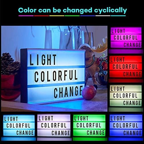 Cinema LightBox, atualizado 2023 com mais de cores coloridas- cartas, números e emojis-16 cores e 3 modos de flash- plug-in USB e caixa de presente, placa personalizada, caixa de luz de lâmpada, LED, A4 grande 12 x 9