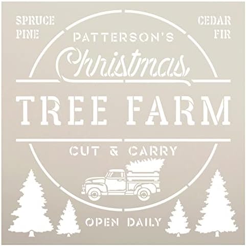 Estêncil de fazenda de árvores de Natal personalizado por Studior12 - Selecione Tamanho - EUA Made - Craft DIY Christmas