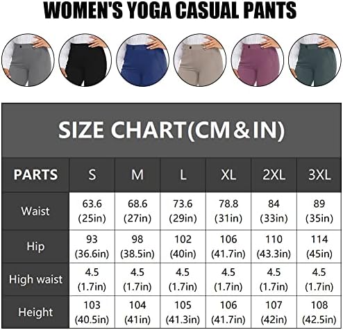 FlyJazz Women's Yoga Dress Calças de trabalho elástico Flacks trabalham na perna reta casual -cintura alta com bolsos