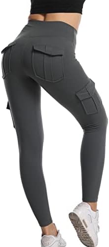 Confortável uma leggings sem costura com 4 bolsos para mulheres compressão de compressão calças elásticas para a execução