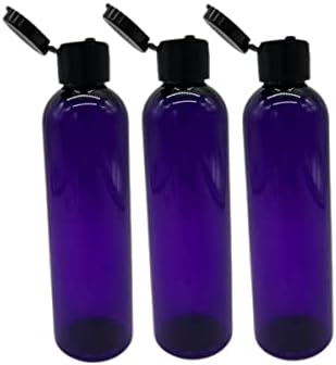 Fazendas naturais 4 oz Purple Cosmo BPA Garrafas grátis - 3 pacote de contêineres vazios recarregáveis ​​- óleos essenciais - cabelo - aromaterapia | Black Snap Cap - Feito nos EUA
