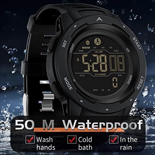 Findtime Relógios digitais para homens Pedômetro Passo de caloria Contador de calorias 5Atm Sport Sport Sport Tactical Watch Militar