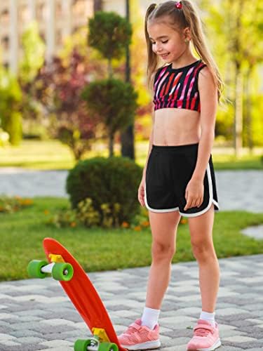 Poroka 3 pacotes garotas executando shorts atléticos de ginástica de ginástica com bolsos shorts de ajuste seco rápido de corrida