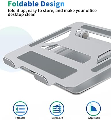 Base de laptop ajustável em som com base pesada de 360 ​​° Girando, laptop ergonômico Riser para mesa, suporte estável para laptop