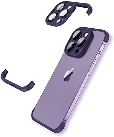 Caso de lekevo sem moldura para iPhone 14 Pro Case com protetor de lente da câmera, capa de telefone à prova de choque Slim