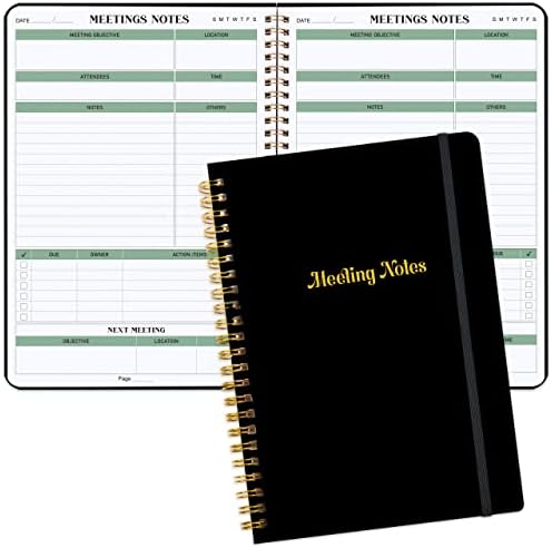 Caderno de Reunião de Limbjey para trabalhar com itens de ação, notebook do Project Planner para anotações, Revista de Trabalho
