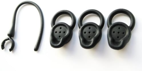 3 Pequenos fones de ouvido do estabilizador preto e 1 earhook Earloop compatível com a caixa de mandíbulas, cortina de fumaça, meia -noite e fones de ouvido de forro de prata