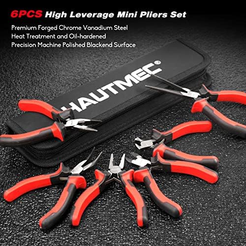 HAUTMEC 6PCS Mini alicate estabelecer alta alavancagem de ferramentas de vários alicates com mini alicate para nariz, alicate