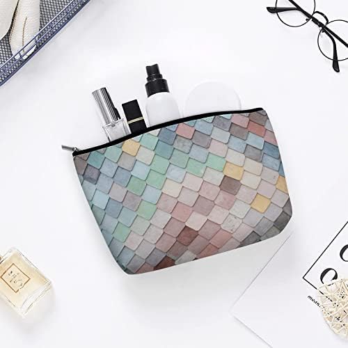 Sacos de maquiagem pequenos de Timailor para mulheres, bolsa de cosméticos com design legal de padrão, maquiagem portátil Bolsa de couro PU Organizador de cosméticos, MTW38