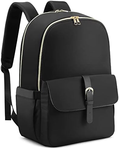 Mochila laptop JFFD para mochila de trabalho de viagem de moda feminina com zíper anti-roubo, bolsa de laptop de enfermagem à prova d'água, bolsa de mochila de computador comercial de 15,6 polegadas, preto