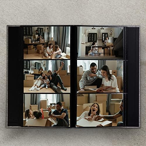 Álbum de fotos de linho, Uoromi Fabric Cover Books 300 bolsos para fotos 4x6, Livro de imagens de grande capacidade Slip-in
