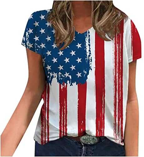 Camiseta da blusa para meninas de verão de etono de caça curta 2023 V algodão de algodão de algodão Blusa do brunch