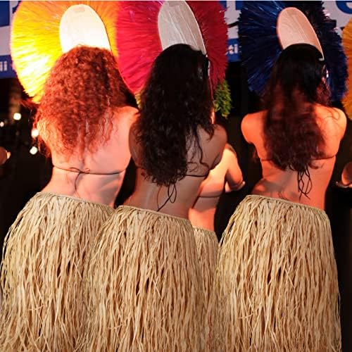 GIEGXIN RAFFIA NATURAL HULA SKIRT Tropical Luau Grass Saias para Adultos Mulheres Mulheres Havaianas Para Festas de Festas Praia