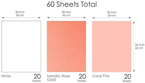 Uniqooo 60 folhas variadas de papel de lenço rosa rosa metálico e 12 pcs de bolsas de presente de ouro rosa metálico com pacote de tags