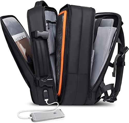 Mochilas de viagem Bange 35L, mochila de mão expansível do Weekender Expandível para aviões, laptop à prova d'água de 17,3