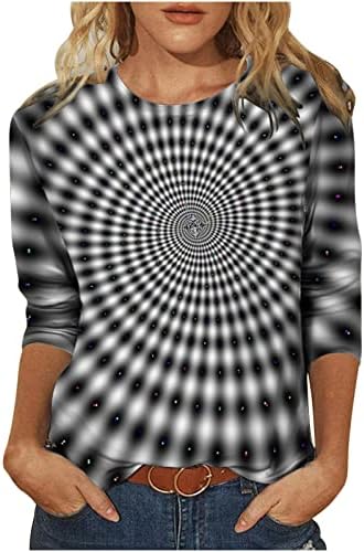 Camisas 3D para mulheres Ilusão de óptica engraçada Gráfico de tonturas Tops Tops