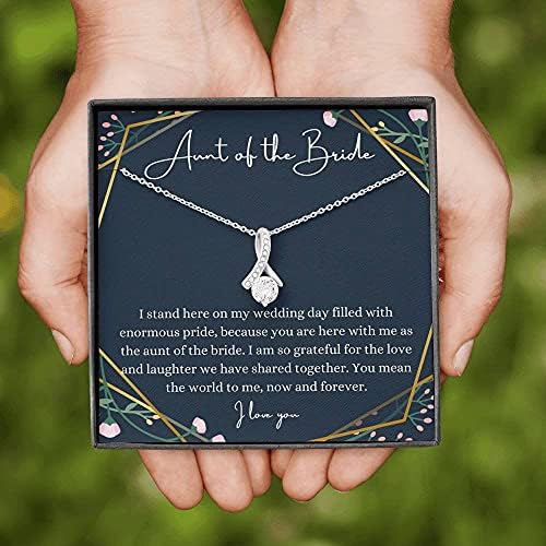 Jóias genéricas de cartão de mensagem, colar artesanal- Presente personalizado Petit Ribbon, para tia do casamento da