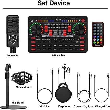 Joyye Portable Dig Digital DJ Mixer Mobile Sound Kit, kit de microfone de podcast para gravação de telefone Streaming
