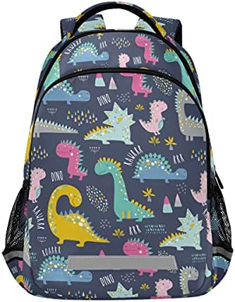 Mochila da Escola Mnsruu com tira no peito, mochila de laptop de dinossauros engraçados fofos, mochila para caminhadas de viagem para meninas meninas, mochila, mochila kaps