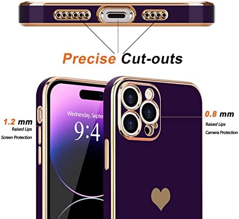 TeaGeo Compatível com iPhone 14 Pro Max Case para meninas mulheres fofas de amor-coração de luxo capa macia capa de câmera elevada