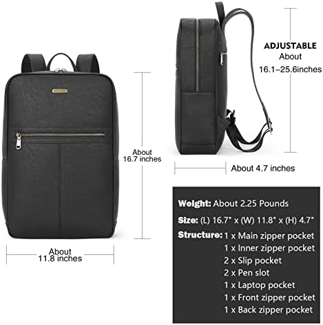 Mochila de laptop Choliss para mulheres e homens, mochila de 15,6 de computador, bolsa de trabalho de viagem de couro