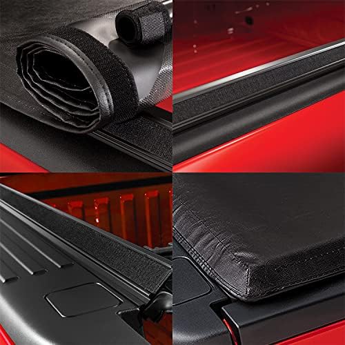 Vinil Soft Top Roll-Up Ajustável Toneau Tonauned Kit compatível com Titan 5,7 pés Frontide/Styleside Bed 04-15, Black Matte Black