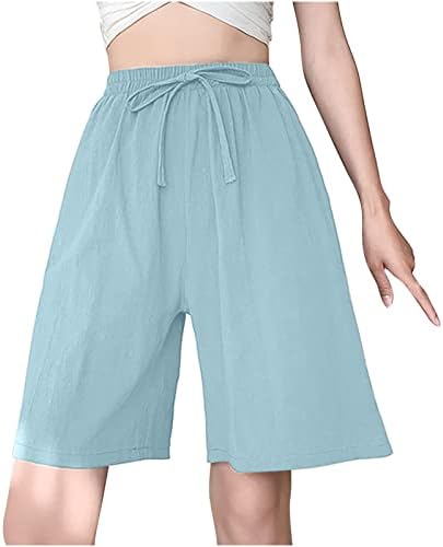 Shorts de linho de algodão de verão feminino