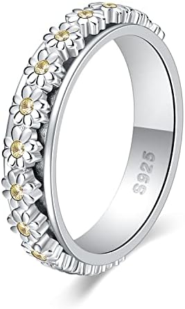 Daisy Ansiedade Spinner anel 925 prata esterlina Você é meu anel de Flor de Flor do Sunshines para Ansiedade Preocupação
